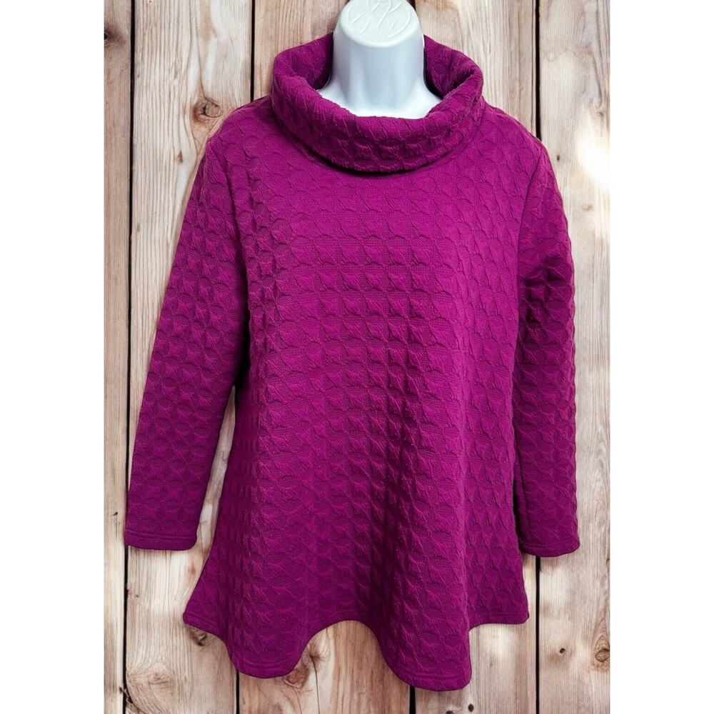Vintage 80's Great Cavalier By St. Paul Tunic Blouse Sz Small Magenta Textured